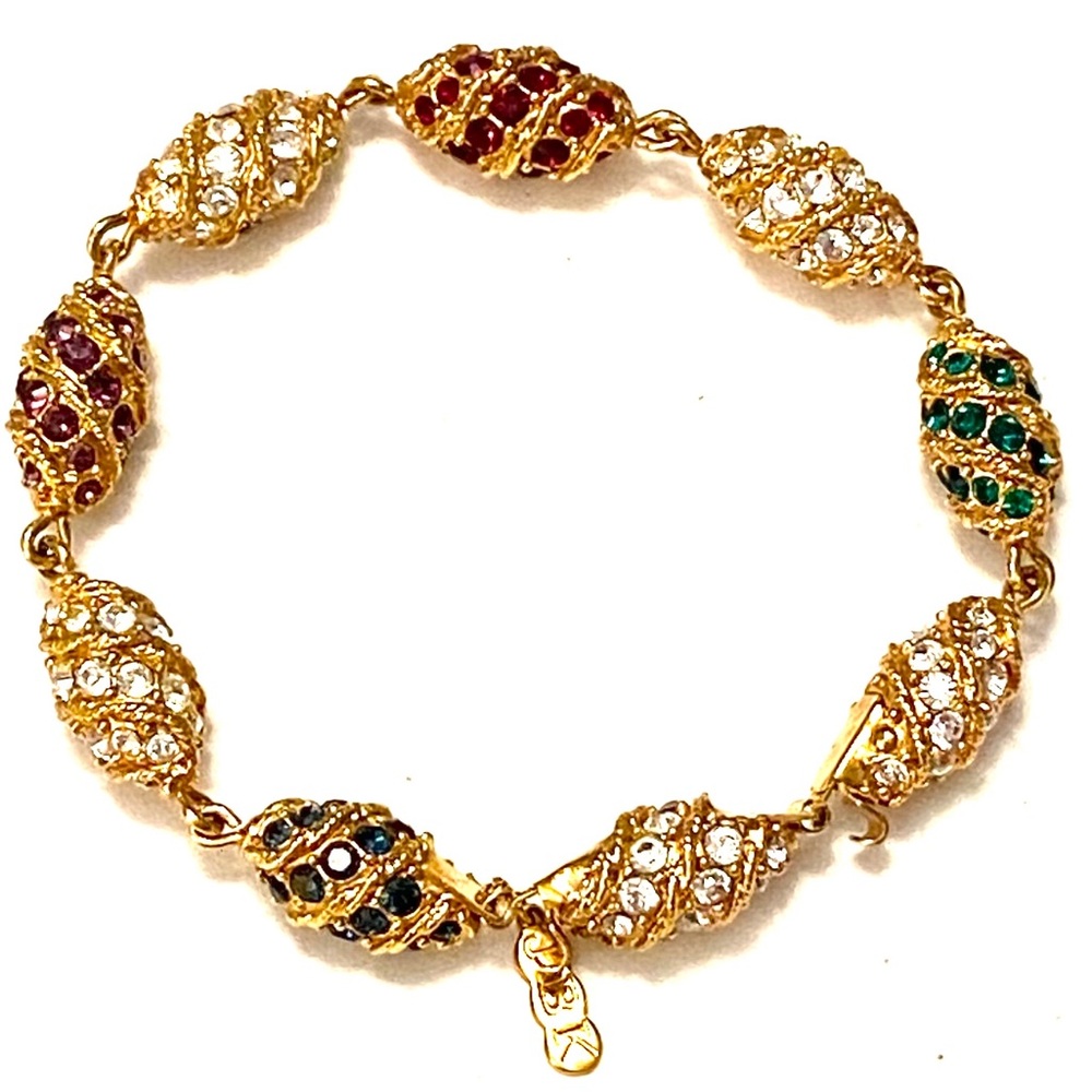 Jaqueline Kennedy JBK Rhinestone Bracelet Gold
